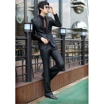 

Two Pieces (Pant+Jackets) Black terno slim fit men Suit Formal Wear Man Tuxedo costume homme Groomsmen Suits For Wedding 2020