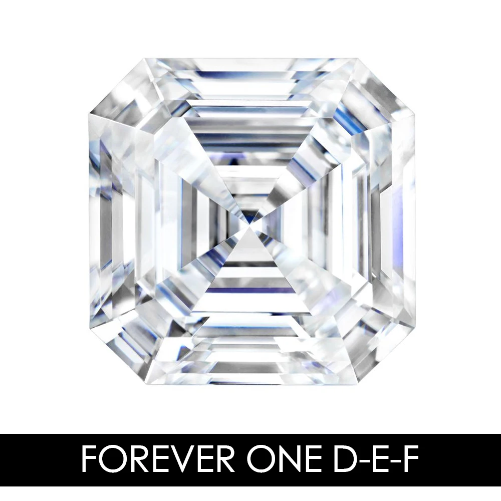 

9.0 mm 3.14 CARAT 65 Facets ASSCHER Moissanites Loose Gemstone D-E-F Color Charles & Colvard USA Created Moissanites REAL