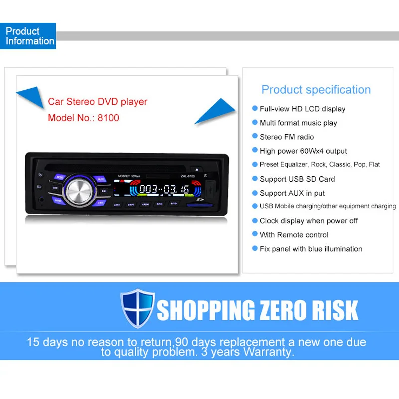 Bluetooth V2.0 автомобиля Радио 1 din cd/dvd плеер 12 В стерео в тире AUX Вход fm приемник MP3 USB SD WMA