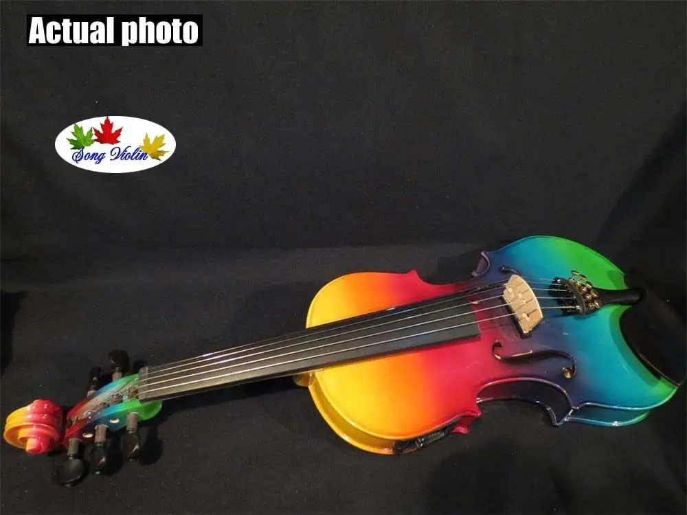 Beautiful Colorful electric & acoustic 5 strings violin 4/4 perfect