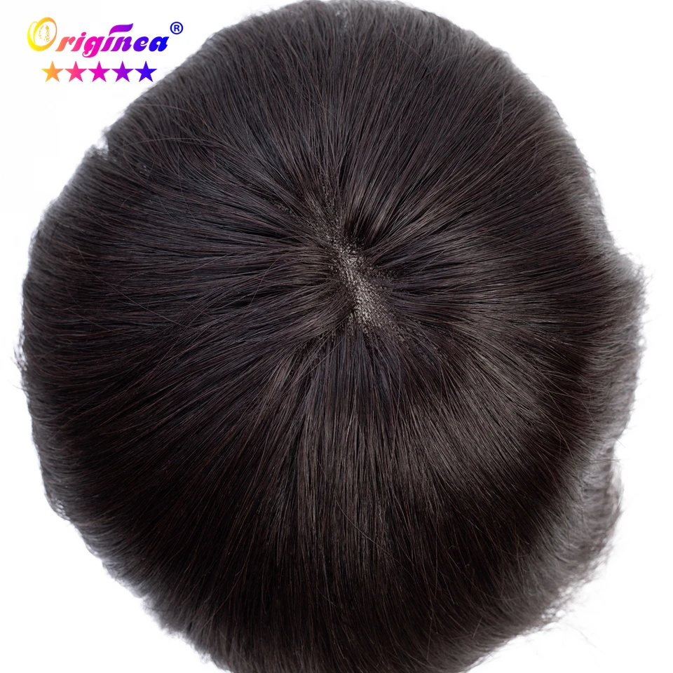 Originea Human Hair Toupee for Men Lace Net Base Hair Length 15 cm 100% Human Hair Toupee Replacement System Natural Black Color hair toupet man human hair toupee hair system toupee brazilian hair replacement system men hair toupee lace hair replacement for men mens toupee hair topper