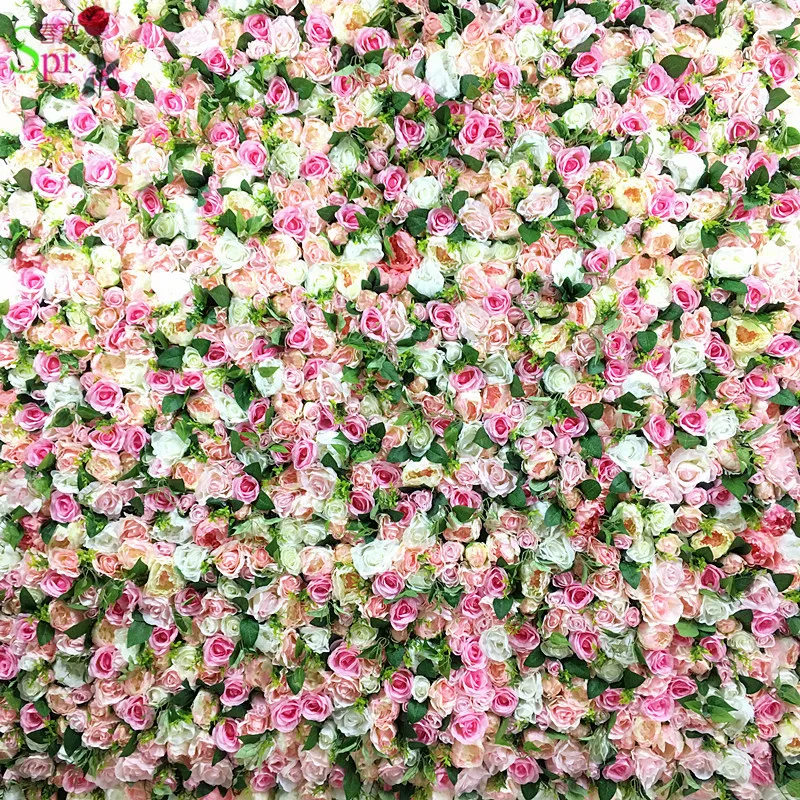 

SPR 10pcs/lot mix pink with leaf Artificial rose wedding flower wall backdrop flower wall decorations