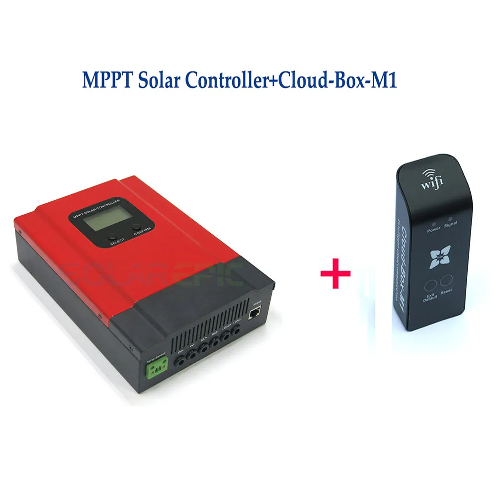

30A MPPT Solar Charge Controller DC 12V/24V/36V/48V Auto Battery Charger Regulator+Cloud-Box-M1 For MPPT Solar Panel Charger