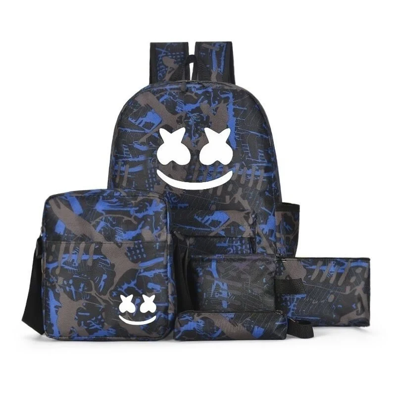 BPZMD 5 шт./компл. DJ Зефир школьная сумка, комплект для подростков, для мальчиков и девочек, рюкзак для школьников световой Анти-кражи Рюкзак Back To School