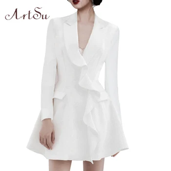 

Artsu Ruffles Professional Mini Woman Suits Dress Office Suit Ladies Elegant Coat Long Sleeve Business Suit Jacket ASCO60075