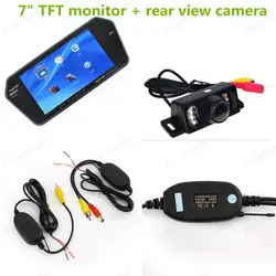 7 "TFT Bluetooth, монитор на зеркало с двумя видео входов + 7 светодиодный камера заднего вида