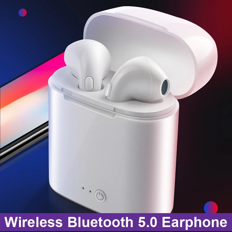 

in-ear for I7 tws Bluetooth Earphone Earbuds Headset wireless headphone With Mic For iphone xiaomi huawei with charging box