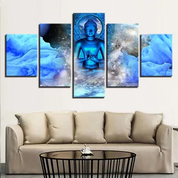 

5D DIY Diamond Painting 5 Pieces Blue Buddha cross stitch Religion Full Square Diamond Embroidery for Home Decoration Needlework
