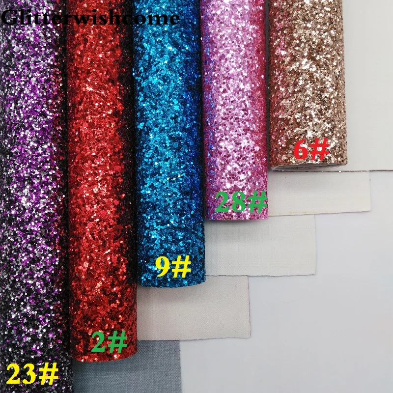 Glitterwishcome 30X134 см мини-рулон синтетическая кожа, массивная блестящая кожа ткань винил для луков, GM021