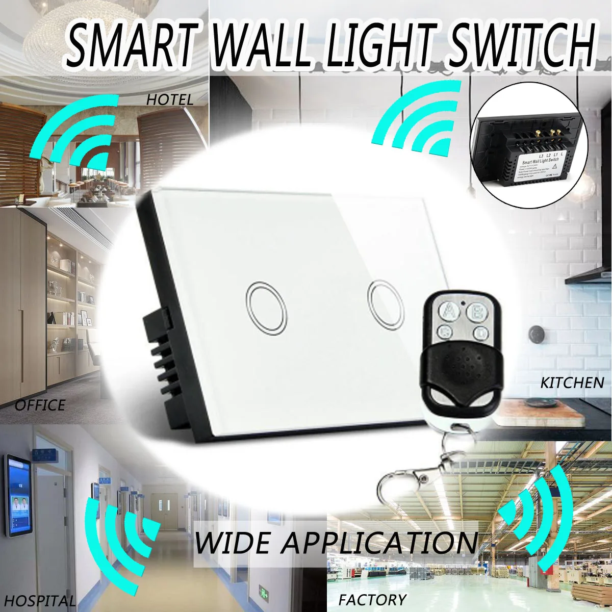 

US Standard Remote Control Switch 2 Gangs 1 Way, Smart Wall Light Switch, Wireless remote control touch light switch Popular