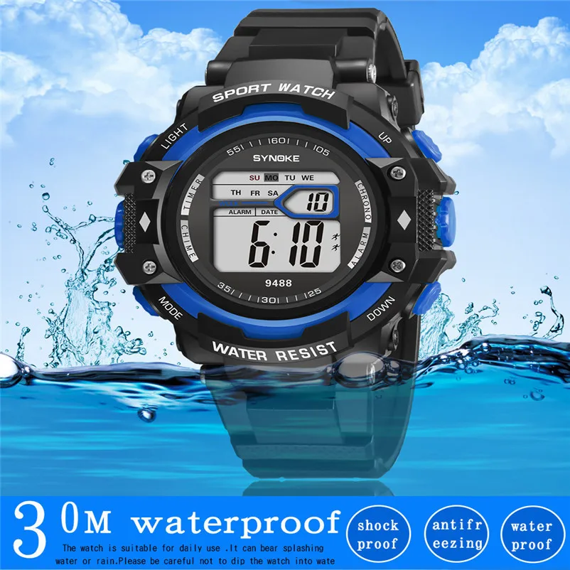 

Men Sports Watches 30M Waterproof Back Light LED Digital Watch Chronograph Shock Double Action Wristwatches For Gift #4M29#F