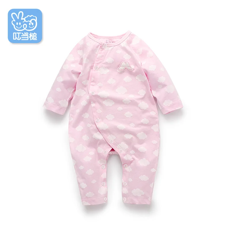 Dinstry Spring & Autumn baby Boy&ampGirl colorful long sleeve romper angel wing decoration on the front Cloud print fabric | Детская