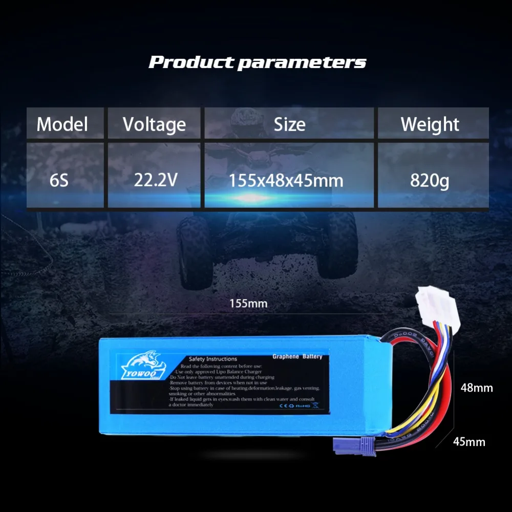 Lipo 6S 22,2 V 5000mAh батарея 100C Высокая скорость разрядки Графен Макс 200C XT90 EC5 грузовик для RC автомобилей Лодка Хели Квадрокоптер