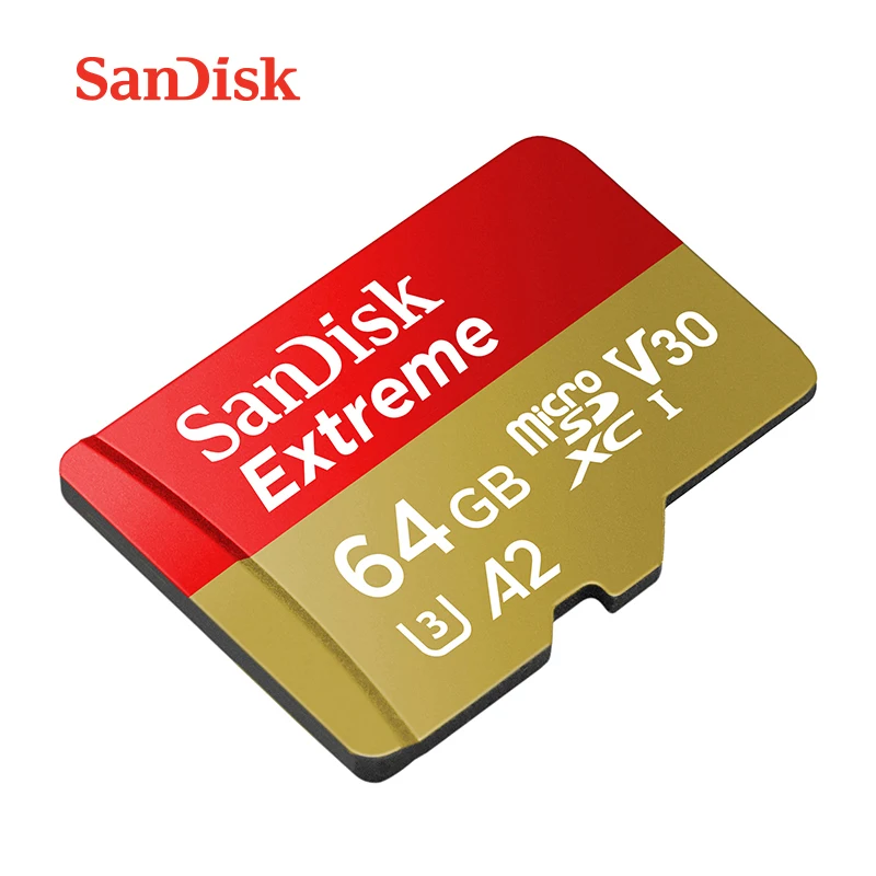 Sandisk Extreme Micro SD карта U3 V30 A2 64 Гб 128 ГБ 256 32 A1 флэш память TF с адаптером для спортивных