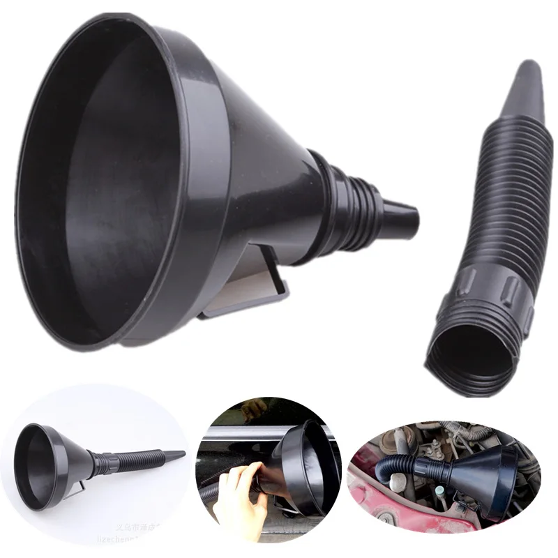 

Universal Car Truck Motorcycle Filled Plastic Vehicle Funnels With Soft Spout Pipe Pour Oil Tool Diesel Gasoline Car Tool 5.23
