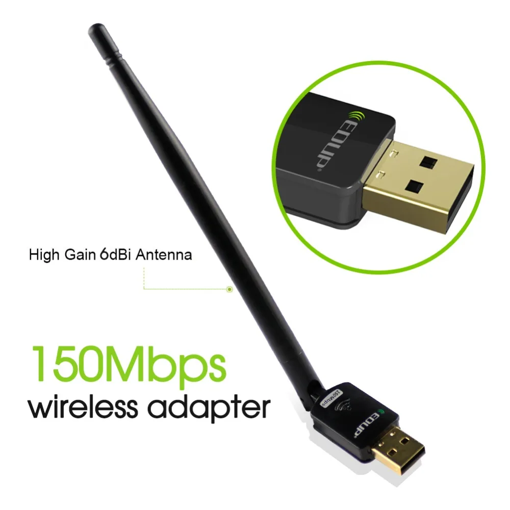 EDUP usb wifi адаптер 150 Мбит/с высоким коэффициентом усиления 6dbi wifi антенна 802.11n usb Wi-Fi приемник Ethernet Сетевая карта