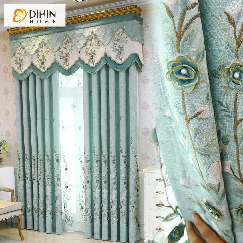 New Curtains For Dining Living Bedroom Room Embroidered Blackout