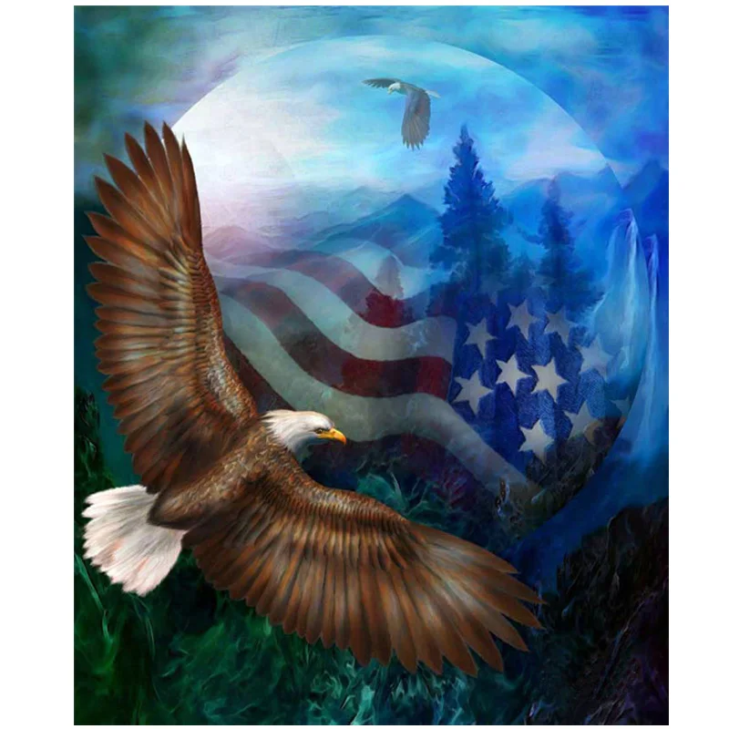 Full Square Round Drill 5D Diy Diamond Painting Eagle America Flag DiamondEmbroidery Cross Stitch Wedding Decoration GiftZP-1857 | Дом и сад