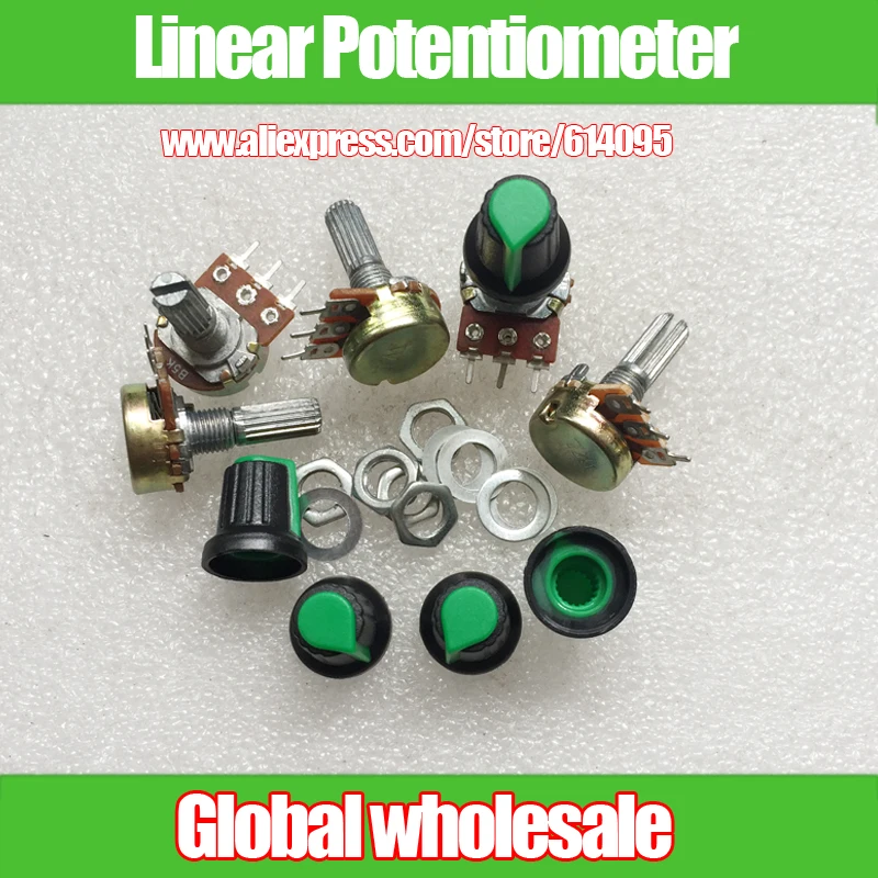 5pcs WH148 B1K B5K B10K B20K B100K 3Pin 20mm Shaft Amplifier Mono