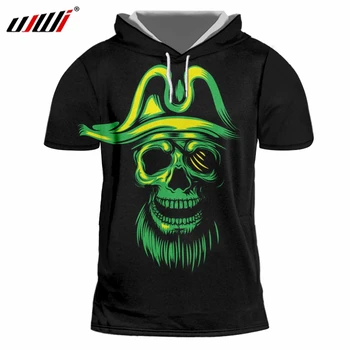 

UJWI Man Gothic Hooded Tshirt 3D Printed Hip Hop Pirate Beard Skulls Unisex Hoodies Tee Shirt Mens The New Listing Clothing