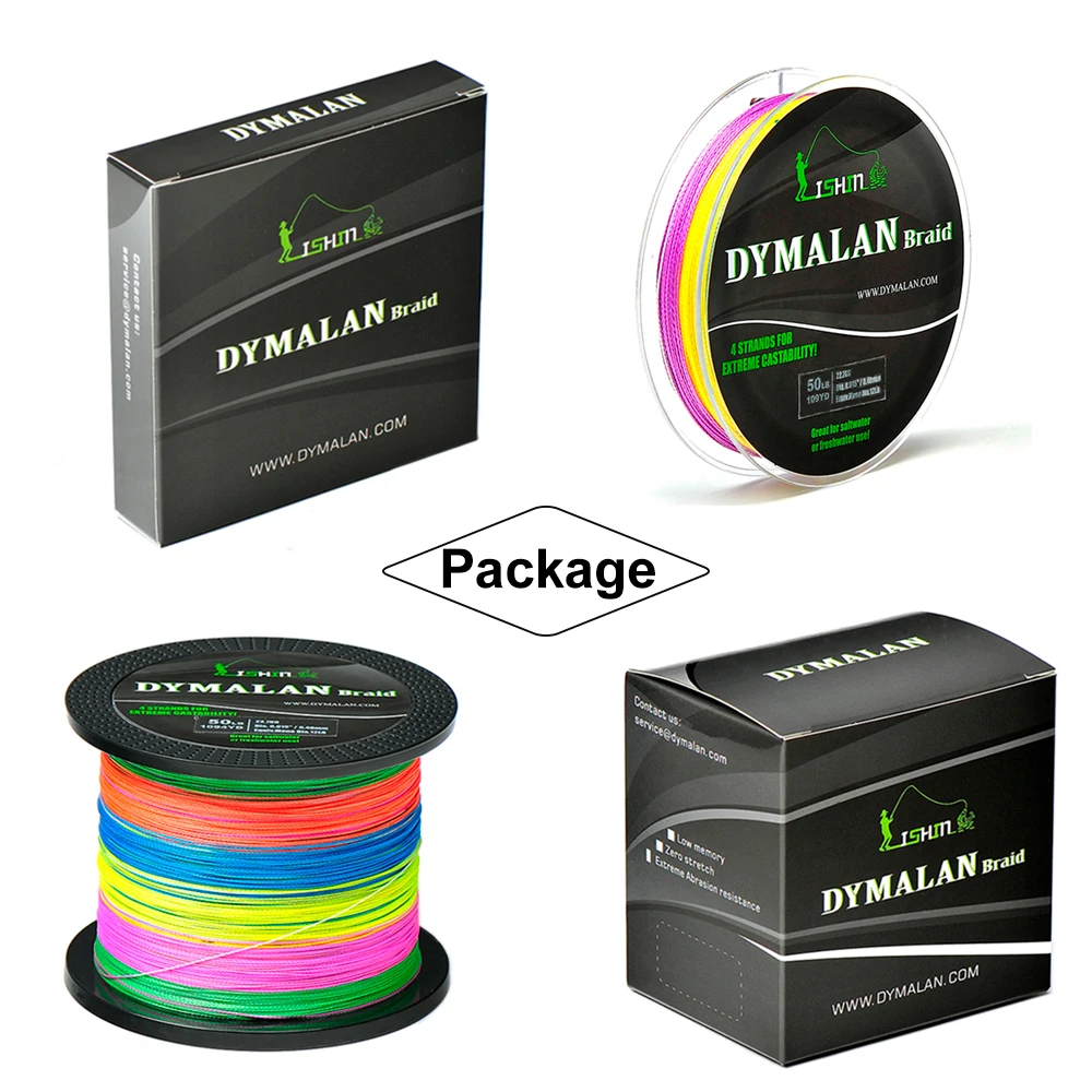 Dymalan Плетеный Рыбалка многоцветный Multifilament 100 м 300 500 1000 лески 100% ПЭ плетеный