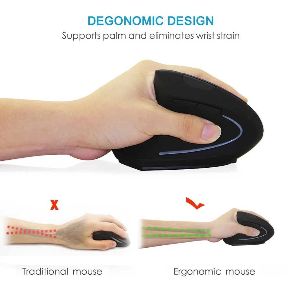 CHUYI мышь с левой рукой 2,4 г беспроводная игра эргономичный дизайн вертикальная мышь 1600 dpi перезаряжаемая компьютерная мышь с ковриком для мыши