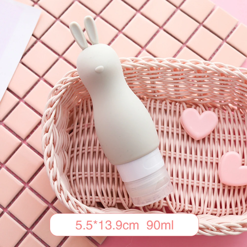 1 PC 90 ML Cute Animal Travel Food-grade Press Silicone Bottles Shampoo Shower Gel Lotion Sub-bottling Tube Squeeze Empty Bottle
