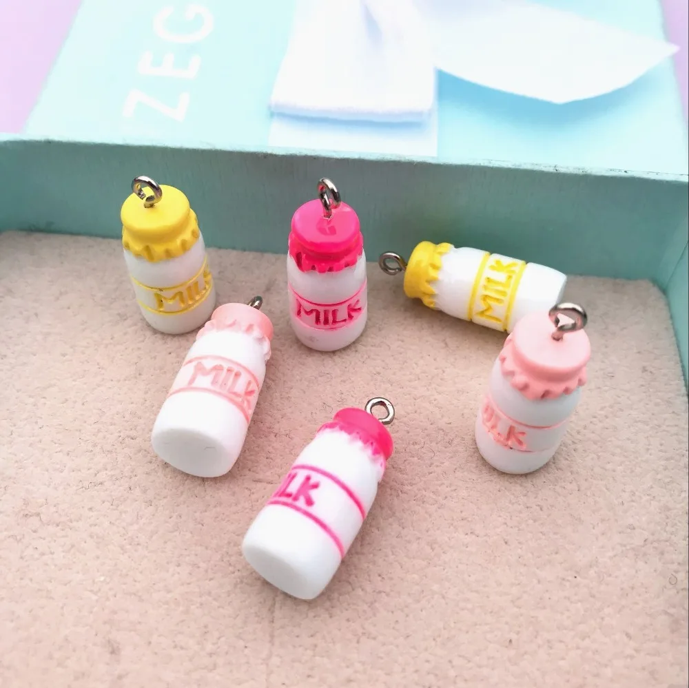 

10pcs 20*10mm 3d resin Milk bottle charms Jewelry necklace earring pendant keychain charms for DIY decoration gift