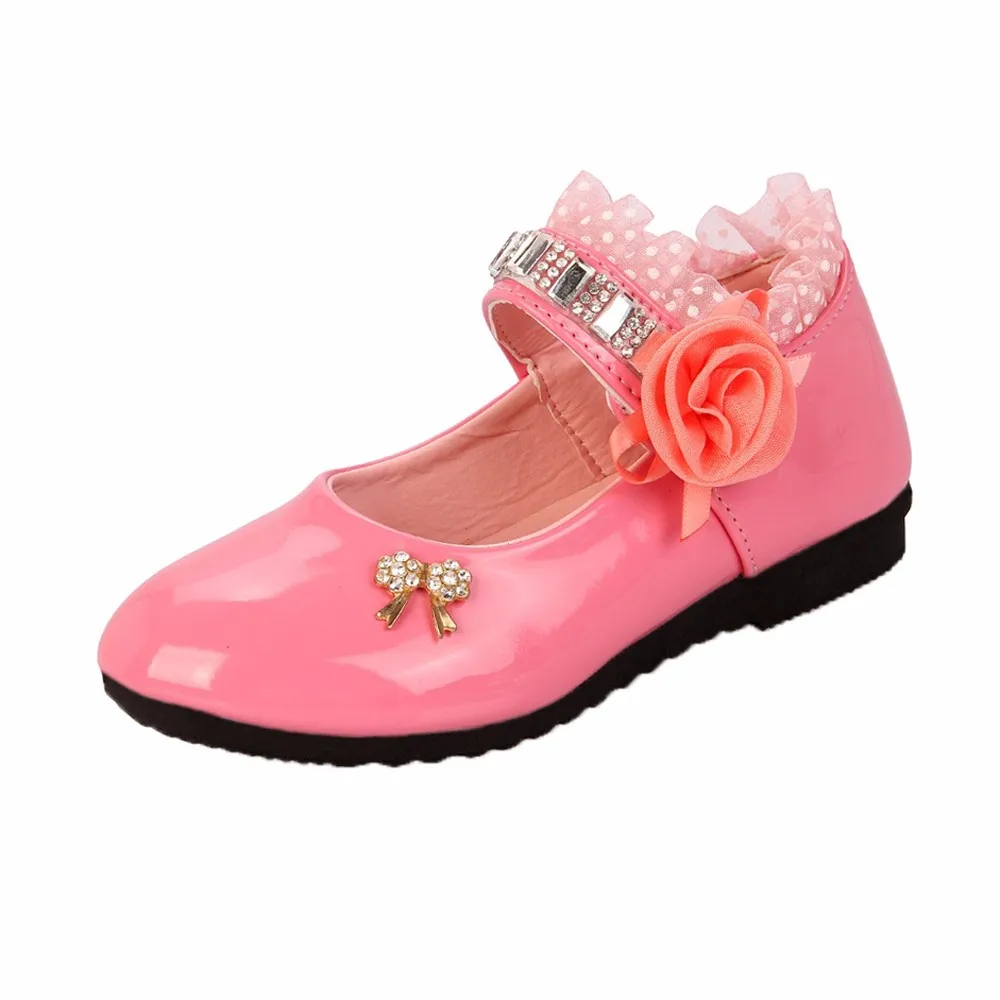 Latest Children Girl Fashion Princess Flower Rhinestone Dance Toddler Shoes Soft Shoes Anti-slip Shoes#20Z