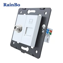RainBo пластиковые материалы DIY-функция аксессуара-ключ для-спутниковая и компьютерная-розетка ЕС-стандарт A8SACOW/B