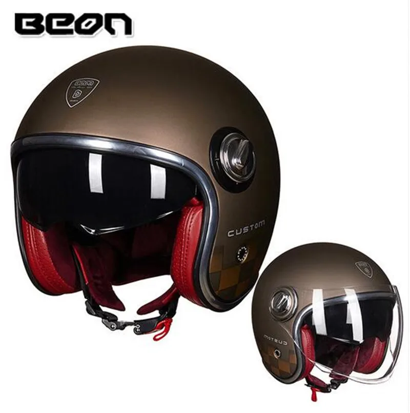 BEON мотоциклетный шлем rbike Casco винтажный мотоциклетный шлем 3/4 с открытым лицом Capacete Байкер скутер шлем ретро двойной козырек