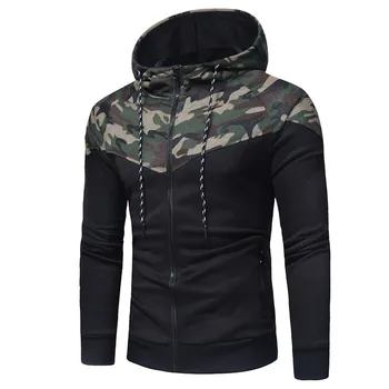 

2019 New Fashion Camouflage Hooded Men's Casual Slim Cardigan Hooded Sweatshirt
