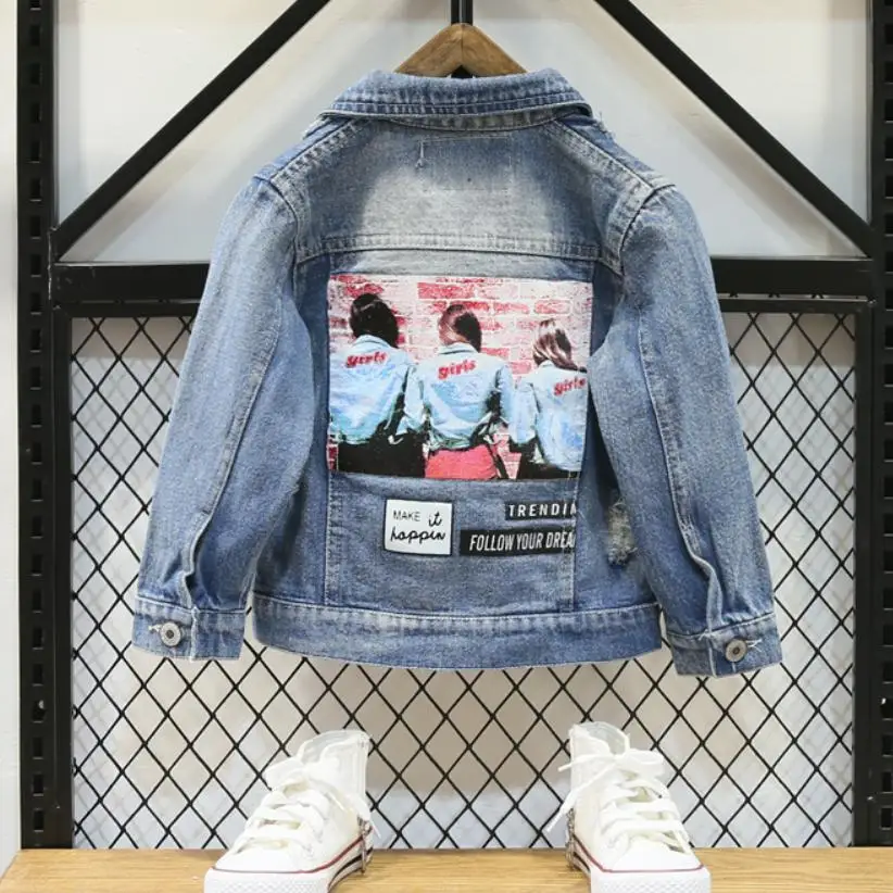 

Boys Denim jacket Children Jean Coat Single-breasted Holes Cowboy Outwear Loose Casual Modis Kids Clothes Jacket For Boys Y1342