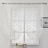 Short kitchen curtain modern window treatment tie up balloon curtain home textile sheer curtain panel tulle white black jacquard ► Photo 3/6