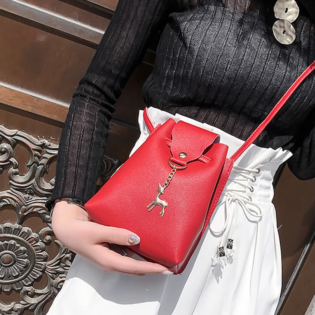 Мини-Чехол-сумка для телефона женский кулон с оленем украшения плечевая сумка-мешок элегантный дизайн PU надежные рюкзаки