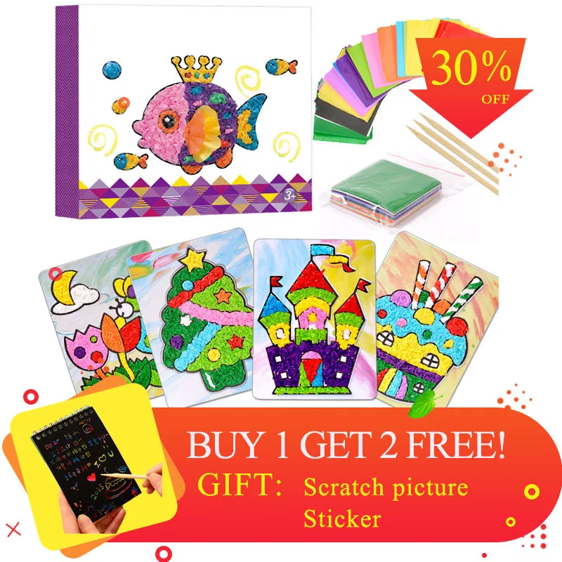 Child 3D DIY Hand Drawing Painting and Imagination Training Toy Stickers Painted Paper Toys Creativity Kit