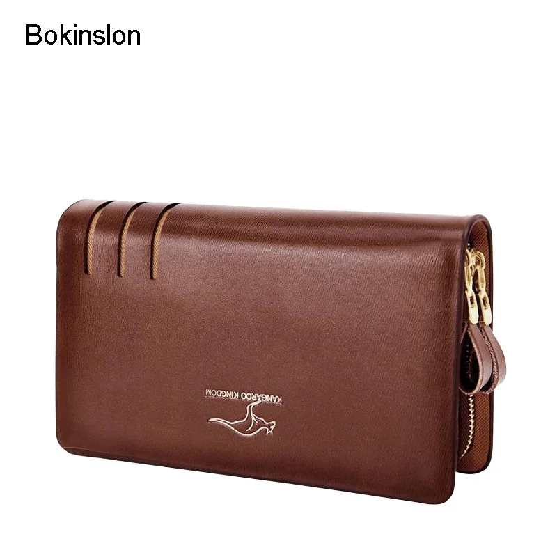 Bokinslon Business Men's Wallets Solid Color PU Leather Wallet Portable Cash Purses Man Casual Fashion Male Clutch Bag |