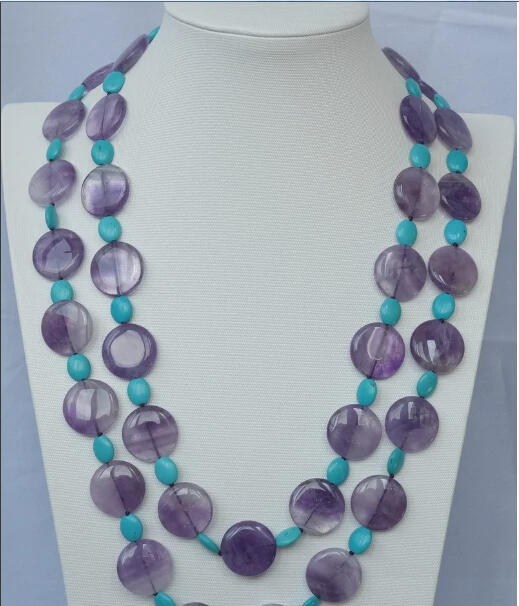 

Beautiful! Natural Amethyst &turquoise necklace