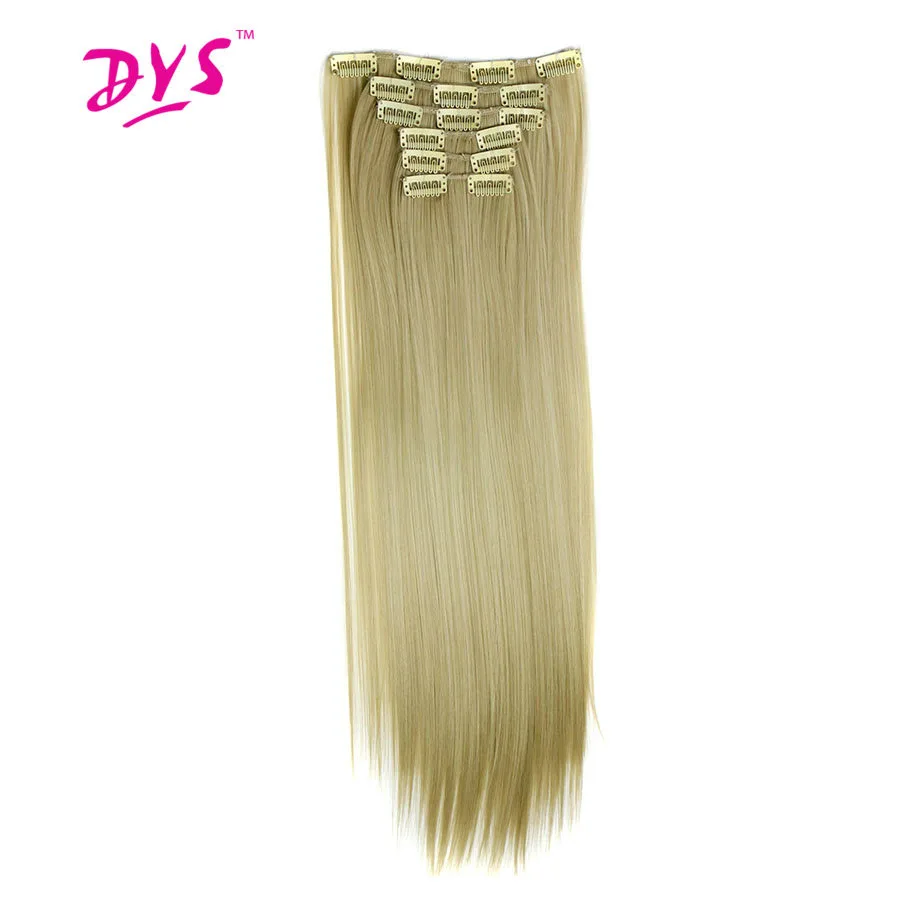 Deyngs 16clips/piece Long Straight Natural Fake Hair Synthetic Hair Extention 24inch Clip In Women Hair Pieces High Temperature Deyngs 16clips/piece Long Straight Natural Fake Hair Synthetic Hair Extention 24inch Clip In Women Hair Pieces High Temperature