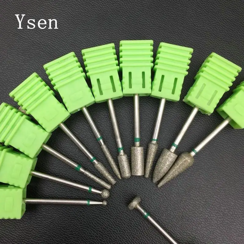 

11 green diamond nail drill milling cutter burr drill drill manicure machine nail art accessories nail cleaning file