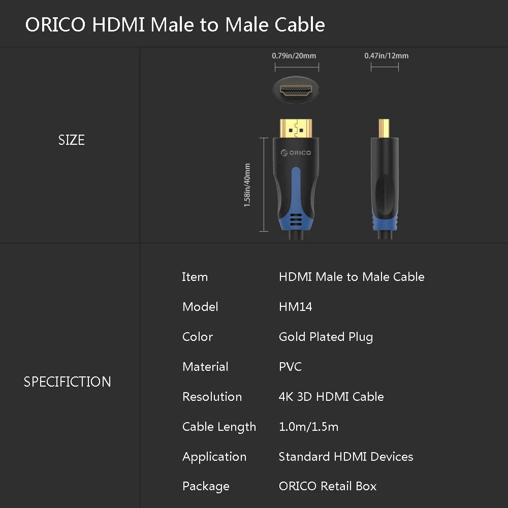 ORICO HDMI кабель HDMI в HDMI кабель HDMI 1,4 4K 1080P 3D для PS3 проектор HD lcd Apple tv компьютерные кабели 1 м 1,5 м