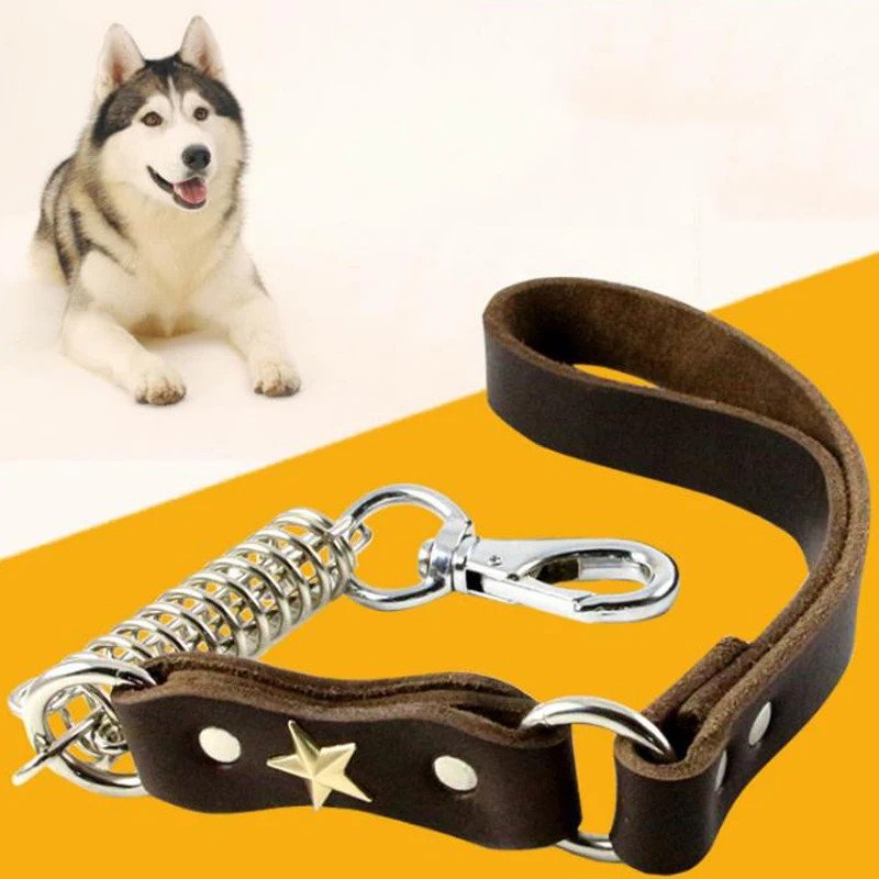 Buy Solid Color Brown Genuine Leather Short Dog Leash