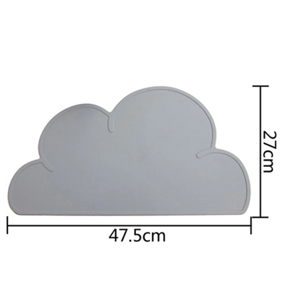 Cute Silicone Placemat FDA Bar Mat Baby Kids Cloud Shaped Plate Mat Table Mat BPA Free Waterproof Set Home Kitchen Pads 47x27cm