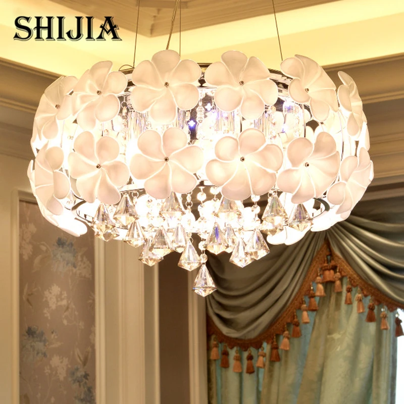 

Modern Crystal Chandelier Lamps For Kitchen Luxury Hotel Rooms Rose flower Entry Foyer lighting Led Pendant lamp for Dining Room