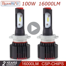 BraveWay CSP супер H11 светодио дный Ice лампы H7 светодио дный лампа для авто H4 светодио дный фар диода лампы для автомобилей H7 Canbus HB3 HB4 9005 9006 свет