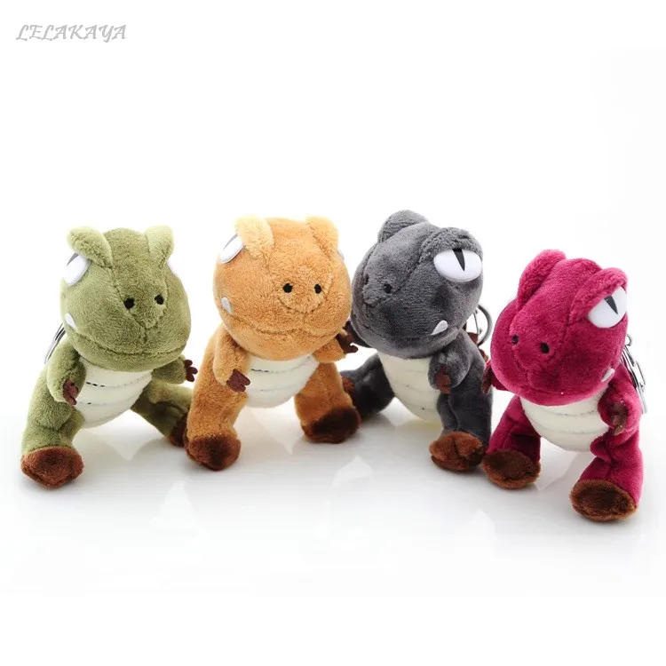

10cm Mini Cartoon Animal Dinosaur Printed Kawaii Keychain Bag Xmas Plush Soft Handbag Creative Stuffed Backpack Pendants Doll