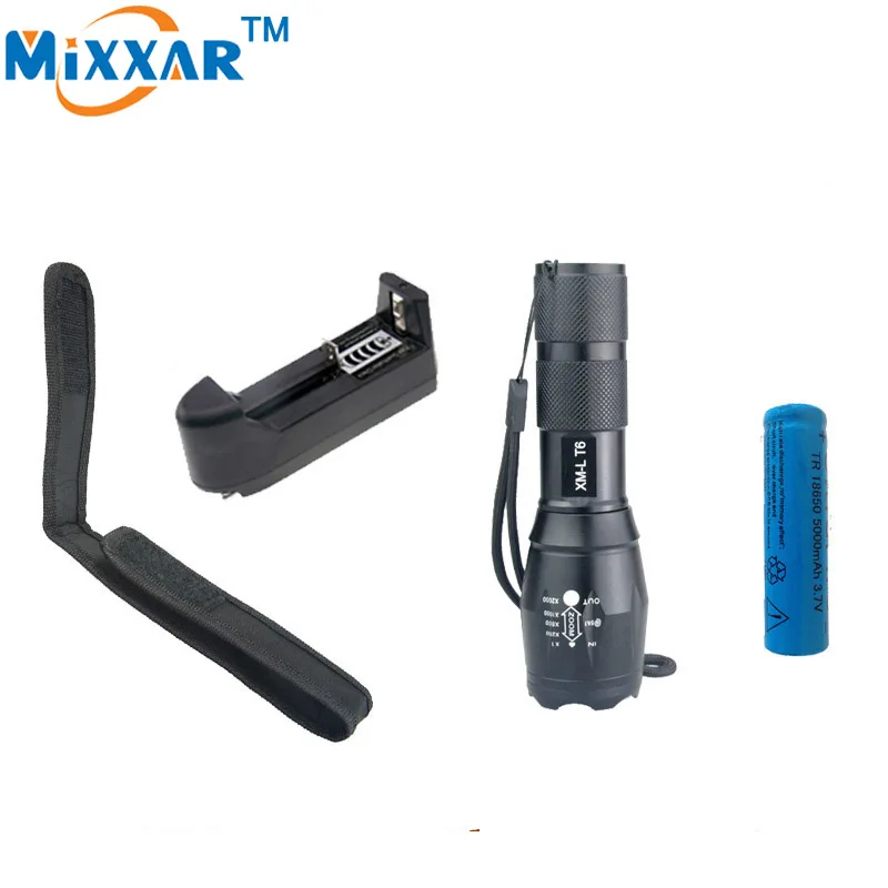 RUZK30 4000 lumens CREE XM L T6 Led flashlight 5 modes torch 1 18650 5000mAh battery