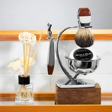 Grandslam, Мужская безопасная бритва, набор для бритья волос барсука, 5 слоев лезвия, держатель для бритвы, подставка+ крем для бритья, мыло в чаше, лучший подарок