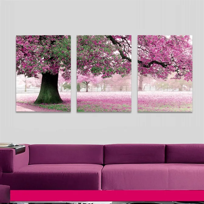 

Frameless 3 Pcs romantic Beauty Tree Drawing Canvas Paintings DIY Oil Painting By Numbers Coloring By Numbers Paint By Numbers