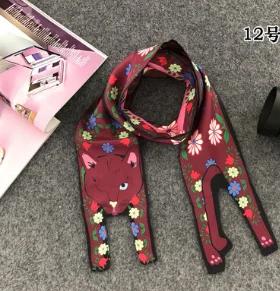 120 см x 10 см,, шарфы, трехмерный шелковый шарф в виде животного, тигра, кошки, собаки, шарф для родителей и детей, уникальный дизайн, сумка в комплекте G - Цвет: red cat